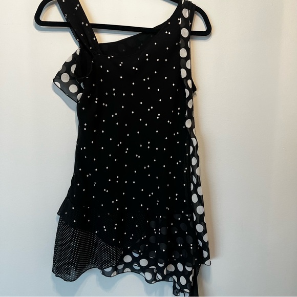 Vintage 90s Y2K Asymmetrical Tiered Polka Dot Baranda Top - Picture 15 of 15